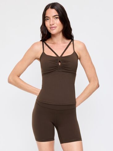 Old Navy StudioSmooth Strappy Tank Top - قهوة سوداء in Kuwait