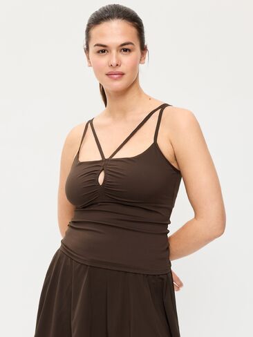 Old Navy StudioSmooth Strappy Tank Top - قهوة سوداء in Kuwait