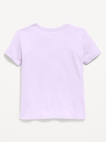 تيشيرت للفتيات من Old Navy Softest بأكمام قصيرة وجيب على شكل قلب - لافندر داكن in Kuwait