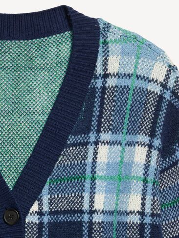 Old Navy SoSoft V-Neck Cardigan Sweater - Blue Plaid in Kuwait
