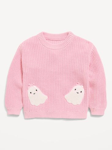 سترة برسومات بأكمام طويلة من Old Navy للفتيات الصغيرات - وردي بريبي in Kuwait