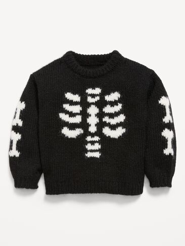 Old Navy Long-Sleeve Graphic Sweater for Toddler Girls - Black Jack in Kuwait