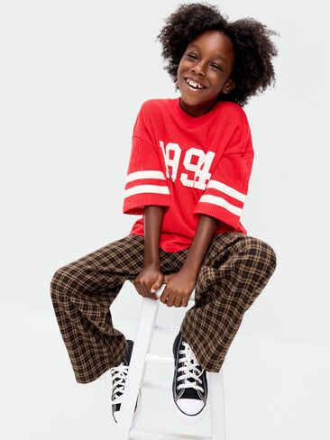 بنطلون فلانيلة فضفاض منقوش من Old Navy للأولاد - بني منقوش in Kuwait
