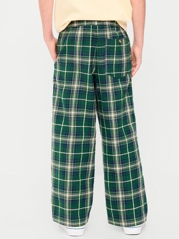 Old Navy Pull-On Baggy Plaid Flannel Pants for Boys - Green Plaid in Kuwait