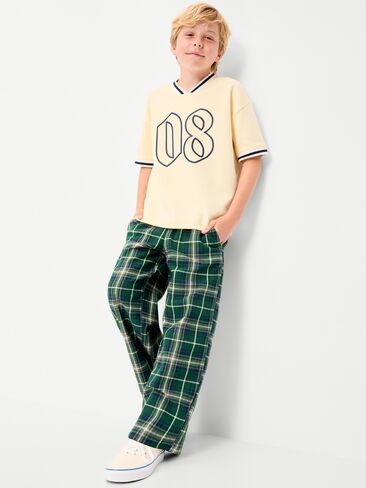 Old Navy Pull-On Baggy Plaid Flannel Pants for Boys - Green Plaid in Kuwait