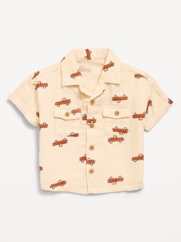 Old Navy Printed Double-Weave Pocket Shirt for Baby - Trucks in Kuwait
