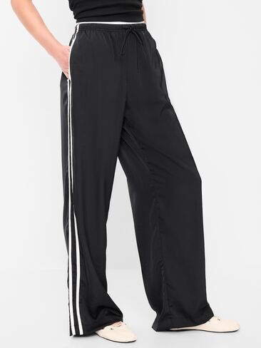 Old Navy High-Waisted Satin Track Pants - Black Jack in Kuwait