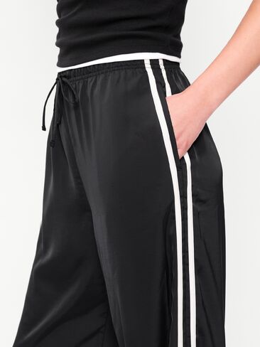 Old Navy High-Waisted Satin Track Pants - Black Jack in Kuwait
