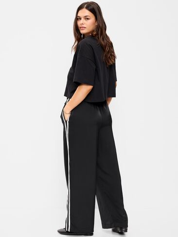 Old Navy High-Waisted Satin Track Pants - Black Jack in Kuwait