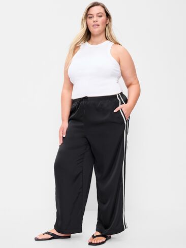 Old Navy High-Waisted Satin Track Pants - Black Jack in Kuwait