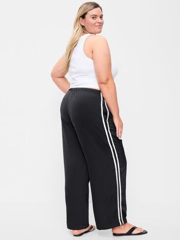 Old Navy High-Waisted Satin Track Pants - Black Jack in Kuwait