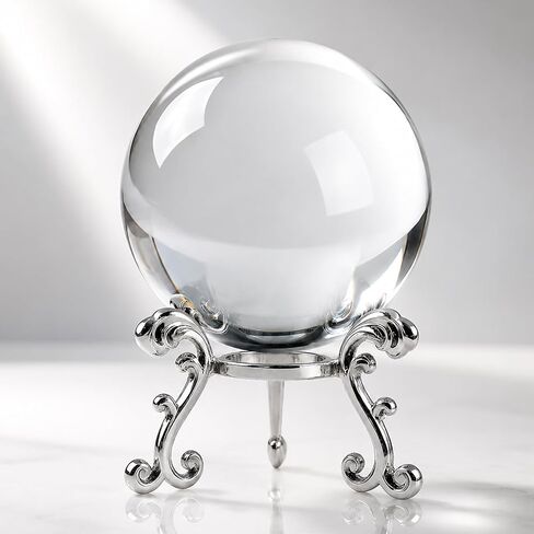 Sparkling Clear K9 Crystal Sphere Ball with Stand, 80mm Clear Reflective Photography Prop, Sparkling Handcrafted Crystal Ball for Magical Shots, Elegant Home Decor Gift for Women(3.15 Inch) in Saudi Arabia