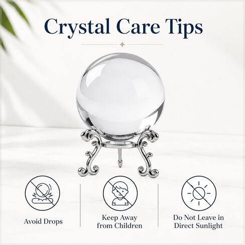 Sparkling Clear K9 Crystal Sphere Ball with Stand, 80mm Clear Reflective Photography Prop, Sparkling Handcrafted Crystal Ball for Magical Shots, Elegant Home Decor Gift for Women(3.15 Inch) in Saudi Arabia
