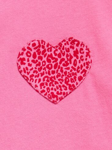 Old Navy Softest Short-Sleeve Heart-Pocket T-Shirt for Girls - Pink Leopard Heart in Kuwait