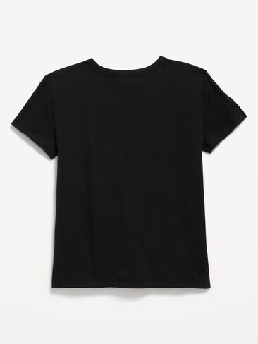 Old Navy Softest Short-Sleeve Heart-Pocket T-Shirt for Girls - Black Leopard in Kuwait