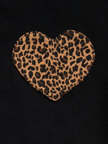 Old Navy Softest Short-Sleeve Heart-Pocket T-Shirt for Girls - Black Leopard in Kuwait