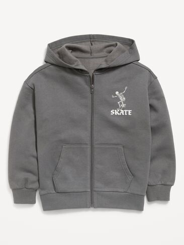 Old Navy Oversized Graphic Zip Hoodie for Boys - Stainless Steel in Kuwait
