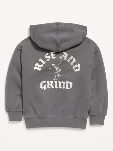 Old Navy Oversized Graphic Zip Hoodie for Boys - Stainless Steel in Kuwait