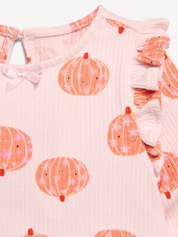 Old Navy Printed Long-Sleeve Ruffle-Trim One-Piece for Baby - Sweet Pumpkins in Kuwait
