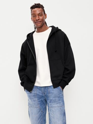 Old Navy Oversized Heavyweight Full-Zip Rotation Hoodie - Black Jack in Kuwait