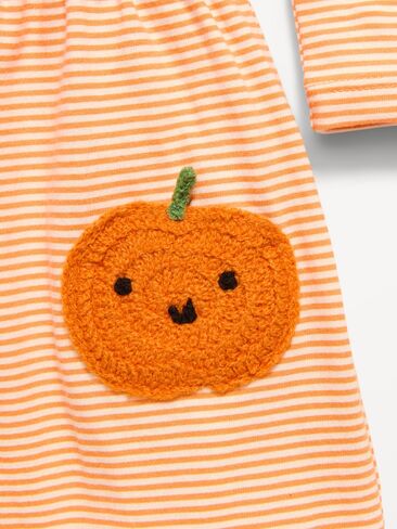 Old Navy Printed Long-Sleeve Drop-Waist Dress for Toddler Girls - Small Orange Stripe in Kuwait
