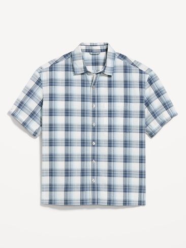 قميص منقوش بجيب منقوش فضفاض من Old Navy - أزرق منقوش in Kuwait