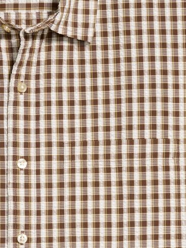 Old Navy Loose Fit Textured Plaid Pocket Shirt - Dark Walnut Plaid in Kuwait