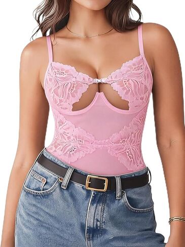 Avidlove Women Deep V Lace Teddy Bodysuit Sexy One Piece Lingerie Sheer Mini Babydoll in Saudi Arabia