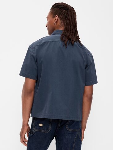 Old Navy Loose Full-Zip Twill Workwear Shirt - Dusk Navy in Kuwait