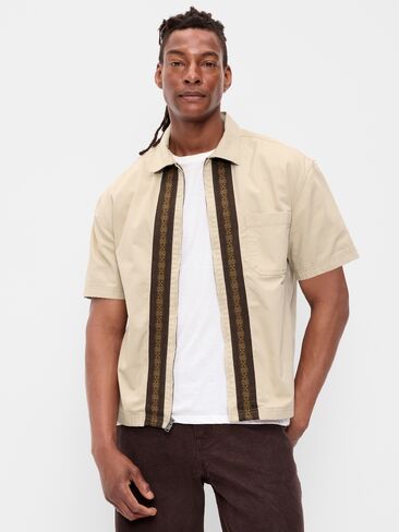 Old Navy Loose Full-Zip Twill Workwear Shirt - A Stone's Throw in Kuwait