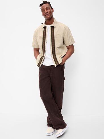 Old Navy Loose Full-Zip Twill Workwear Shirt - A Stone's Throw in Kuwait