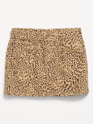 Old Navy Printed Mid-Rise Jean Skirt for Girls - Animal Prints in Kuwait