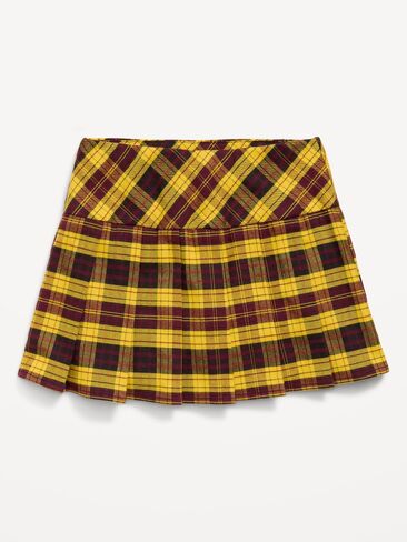 Old Navy Pleated Twill Skort for Girls - Yellow Plaid in Kuwait