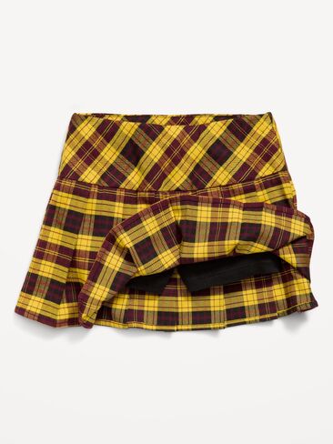 Old Navy Pleated Twill Skort for Girls - Yellow Plaid in Kuwait