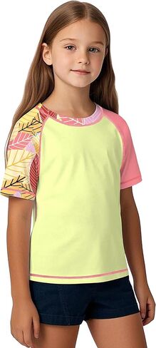 Boys Rash Guard Short Sleeve Kids Sun Protection Swim Shirt UPF 50+ Youth Fishing Shirts Girls Surf Tops 8-12Y in Saudi Arabia