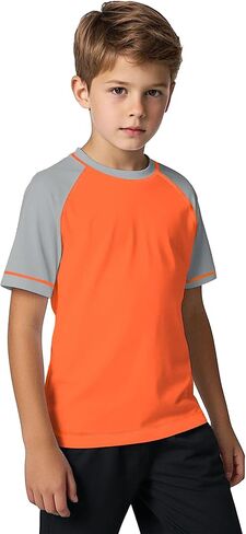 Boys Rash Guard Short Sleeve Kids Sun Protection Swim Shirt UPF 50+ Youth Fishing Shirts Girls Surf Tops 8-12Y in Saudi Arabia