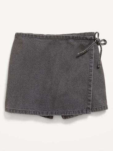 Old Navy Wrap-Front Denim Skort for Girls - Black Wash in Kuwait
