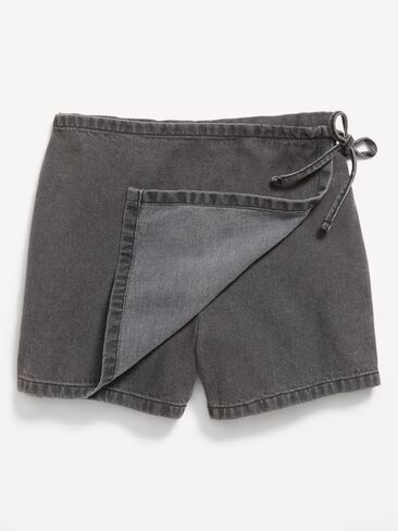 Old Navy Wrap-Front Denim Skort for Girls - Black Wash in Kuwait