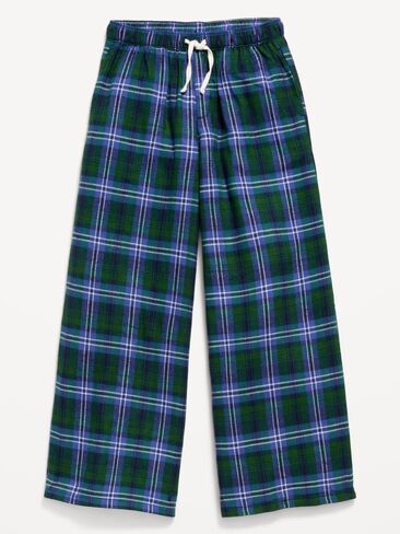 Old Navy Pull-On Wide-Leg Flannel Plaid Pants for Girls - Navy Plaid in Kuwait