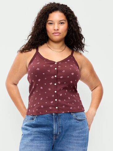 قميص كامي بدون أكمام بأزرار أمامية من Old Navy - زهور حمراء in Kuwait