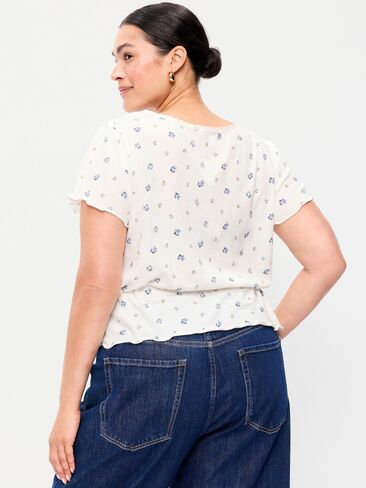 Old Navy Lace-Trim Button-Down Top - White Floral in Kuwait
