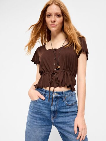 بلوزة Old Navy بأزرار سفلية وأزرار سفلية - ترابية in Kuwait