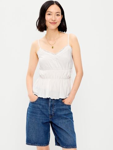 Old Navy Lace-Trim Smocked-Waist Tank Top - Calla Lily White in Kuwait