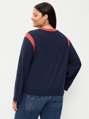 تي شيرت برسومات بأكمام طويلة من Old Navy EveryWear - باللون الأزرق الداكن in Kuwait