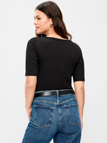 بلوزة هينلي ذات رقبة واسعة من Old Navy - هيذر أسود فاتح in Kuwait