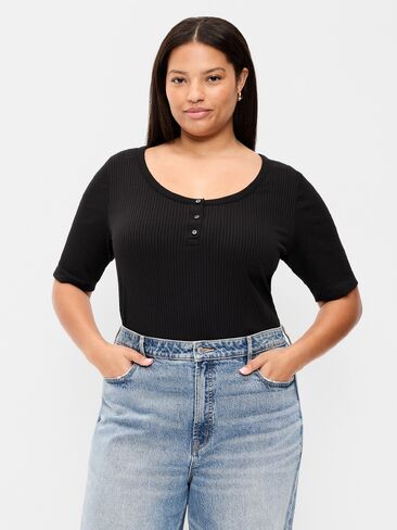 بلوزة هينلي ذات رقبة واسعة من Old Navy - هيذر أسود فاتح in Kuwait