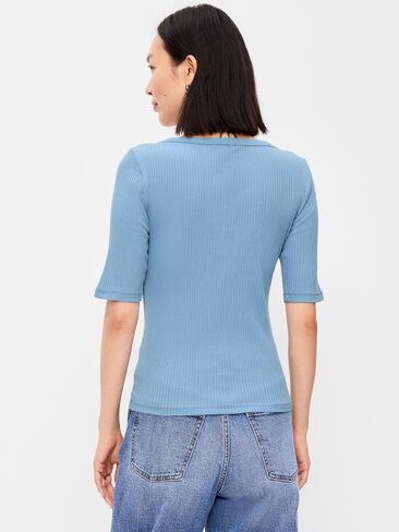 بلوزة Henley ذات رقبة واسعة من Old Navy - أزرق طبيعي in Kuwait