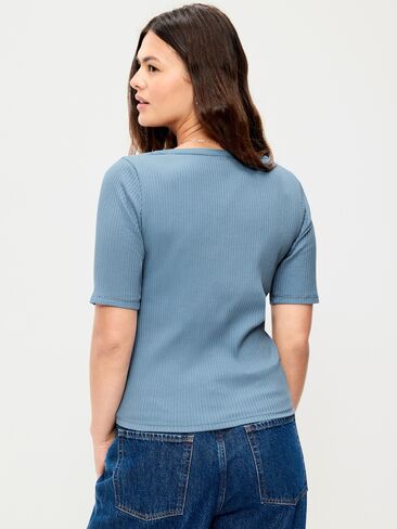 بلوزة Henley ذات رقبة واسعة من Old Navy - أزرق طبيعي in Kuwait