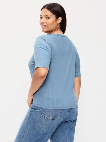 بلوزة Henley ذات رقبة واسعة من Old Navy - أزرق طبيعي in Kuwait