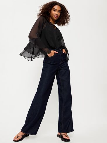 Old Navy Sheer Chiffon Bell-Sleeve Top - Black Jack in Kuwait
